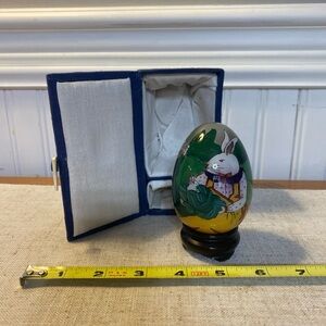 Motherly Bunny Glass Easter Egg With Stand And Protective Case